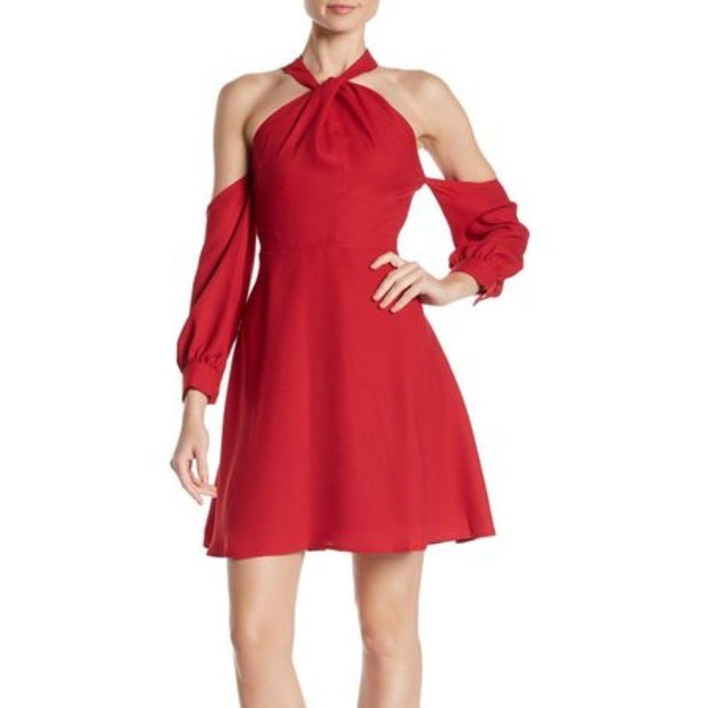 NWOT Cece By Cynthia Steffe Red Georgia Cold Shoulder Lace Dress Size 10